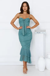 Dainty Design Mesh Midi Dress Green